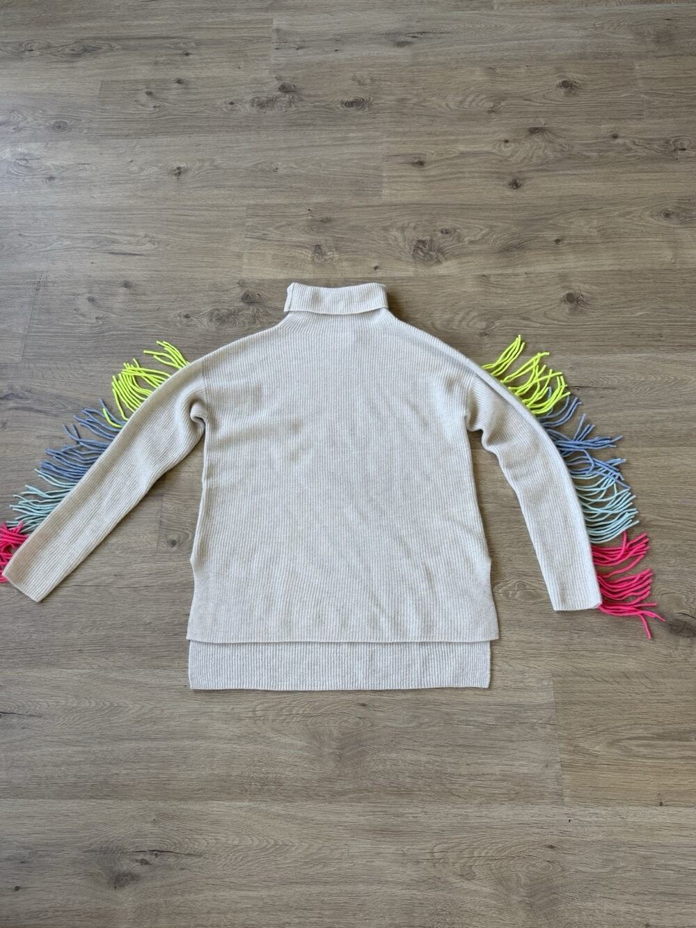 Brodie Cashmere Cats Whiskers Funnel Neck Sweater Womens Size XS Antique White